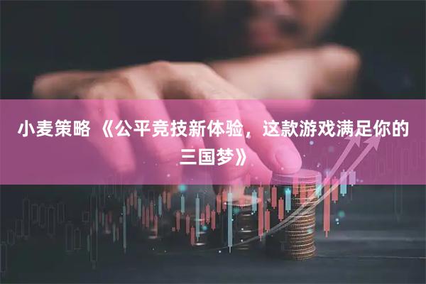 小麦策略 《公平竞技新体验，这款游戏满足你的三国梦》