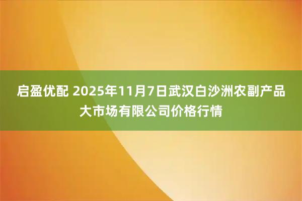 启盈优配 2025年11月7日武汉白沙洲农副产品大市场有限公司价格行情