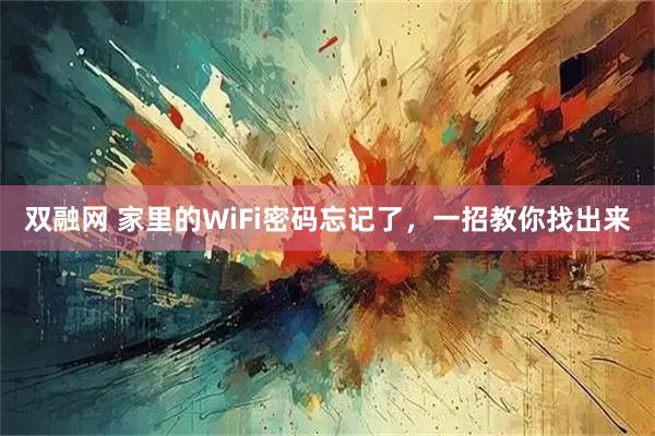 双融网 家里的WiFi密码忘记了，一招教你找出来